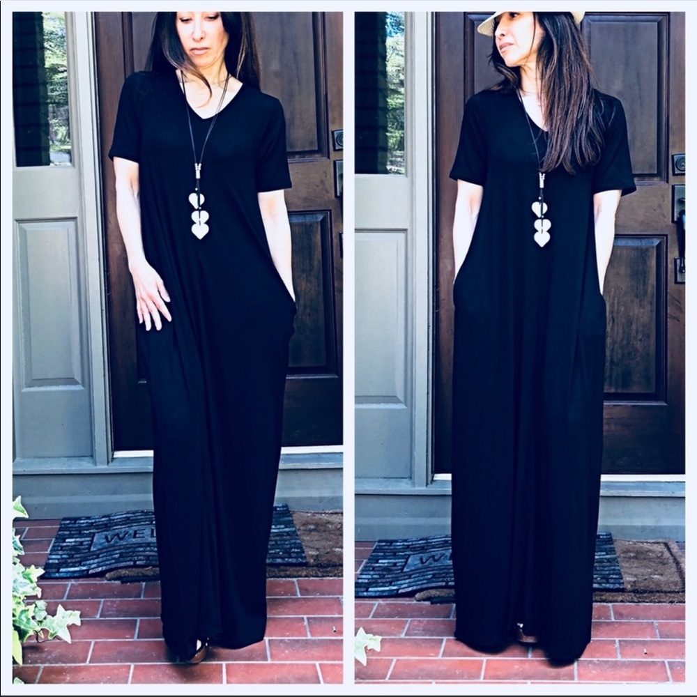 ✨RESTOCKED✨ V NECK LOOSE FIT MAXI DRESS POCKETS - Picture 4 of 6